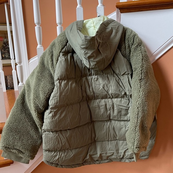 Anthropologie Pilcro NWT Szs XS, SM, L & XL green puffer jacket w/fleece sleeves - Picture 15 of 16